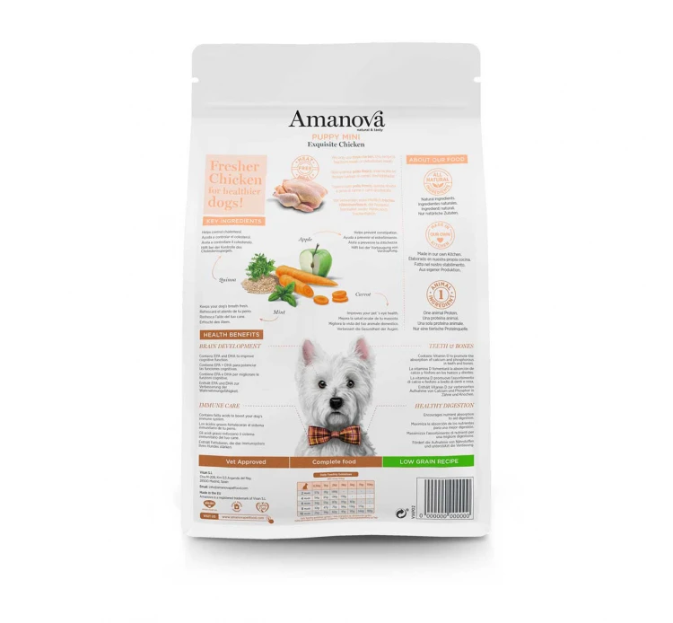 Amanova Dog Puppy Mini Exquisite Chicken 2kg Low Grain 4 Amanova Dog Puppy Mini Exquisite Chicken 2kg Low Grain - Image 2