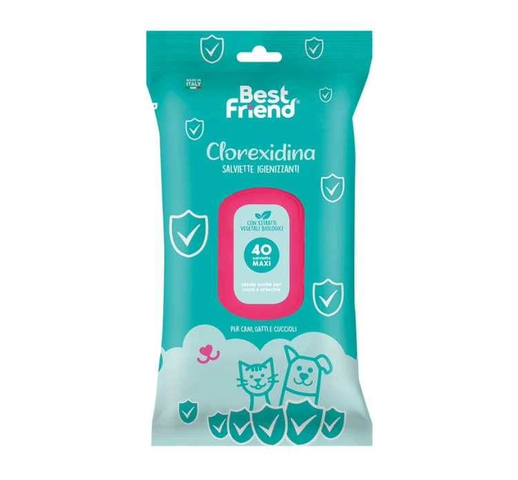 Best Friend Υγρά Μαντηλάκια Καθαρισμού Chlorhexidine 40τμχ 3 Best Friend Υγρά Μαντηλάκια Καθαρισμού Chlorhexidine 40τμχ