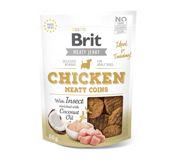 Brit Dog Snack Jerky Chicken & Insect Meaty Coins 80gr 3 Brit Dog Snack Jerky Chicken & Insect Meaty Coins 80gr