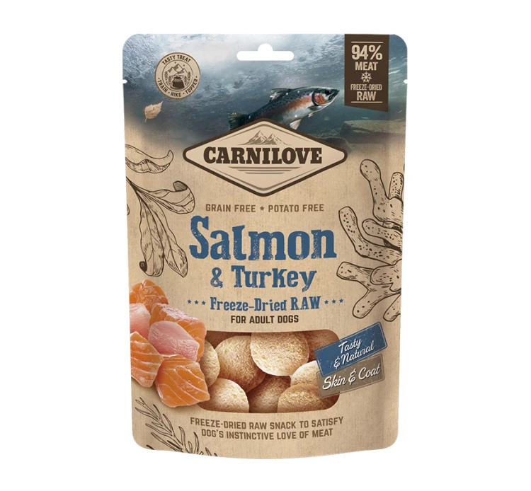Carnilove Dog Freeze-Dried Raw Snacks Salmon & Turkey 60gr 3 Carnilove Dog Freeze-Dried Raw Snacks Salmon & Turkey 60gr