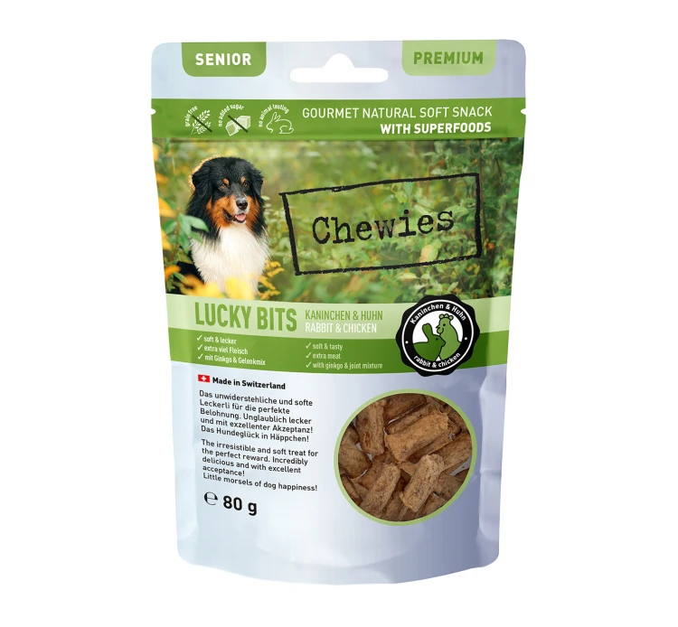 Chewies Lucky Bits Senior Κουνέλι & Κοτόπουλο 80gr 3 Chewies Lucky Bits Senior Κουνέλι & Κοτόπουλο 80gr
