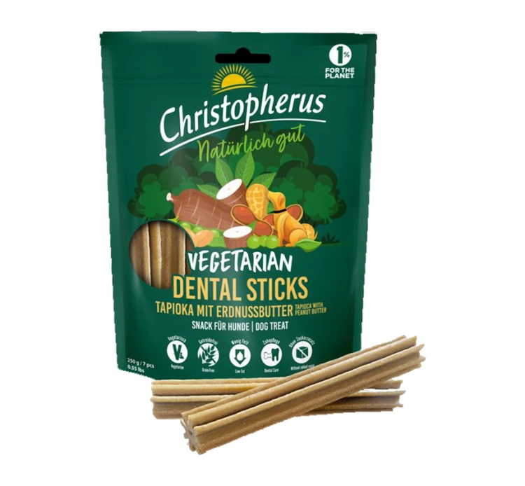 Christopherus Vegan Dental Stick Tapioca & Peanut Butter 250gr 3 Christopherus Vegan Dental Stick Tapioca & Peanut Butter 250gr