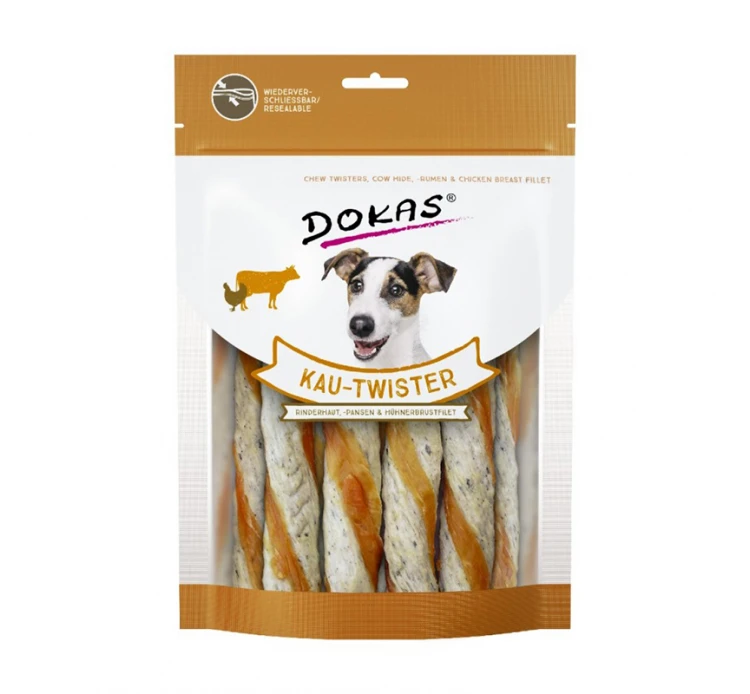 Dokas Λιχουδιές Chew Twisters Cow Hide Tripe & Chicken Breast Fillet 200gr 3 Dokas Λιχουδιές Chew Twisters Cow Hide Tripe & Chicken Breast Fillet 200gr