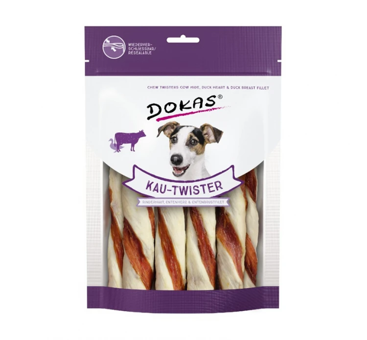 Dokas Λιχουδιές Chew Twisters Cow Hide Duck Heart & Duck Breast Fillet 200gr 3 Dokas Λιχουδιές Chew Twisters Cow Hide Duck Heart & Duck Breast Fillet 200gr