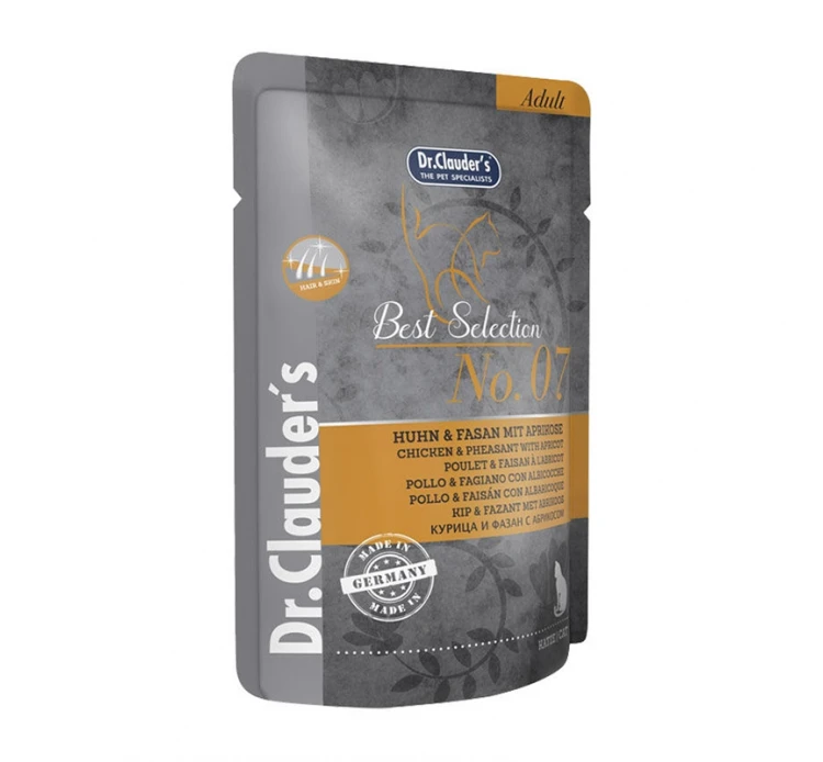 Dr Clauder's Cat Best Selection Κοτόπουλο & Φασιανός με Βερίκοκο No7 85gr 2 Dr Clauder's Cat Best Selection Κοτόπουλο & Φασιανός με Βερίκοκο No7 85gr