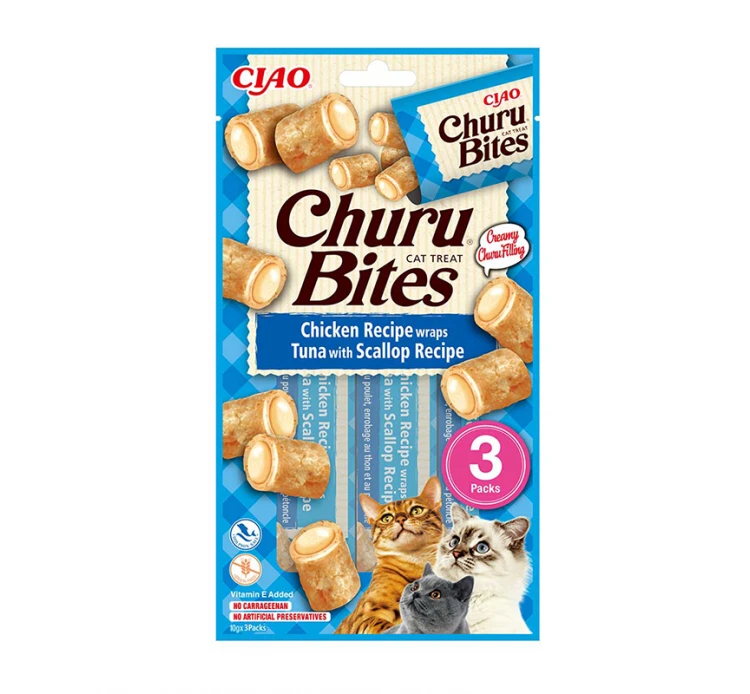 Inaba Churu Cat Bites Λιχουδιές με Κοτόπουλο, Τόνο & Χτένια 30gr 3 Inaba Churu Cat Bites Λιχουδιές με Κοτόπουλο, Τόνο & Χτένια 30gr