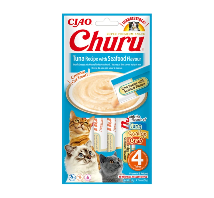 Inaba Churu Cat Κρεμώδης Λιχουδιά με Τόνο & Θαλασσινά 56gr 3 Inaba Churu Cat Κρεμώδης Λιχουδιά με Τόνο & Θαλασσινά 56gr