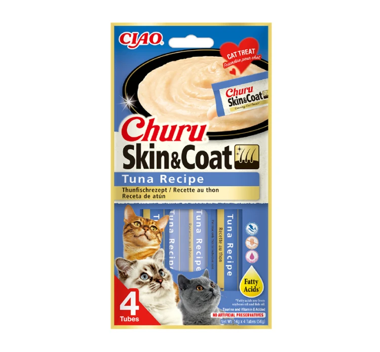 Inaba Churu Cat Skin & Coat Κρεμώδης Λιχουδιά με Τόνο 56gr 3 Inaba Churu Cat Skin & Coat Κρεμώδης Λιχουδιά με Τόνο 56gr