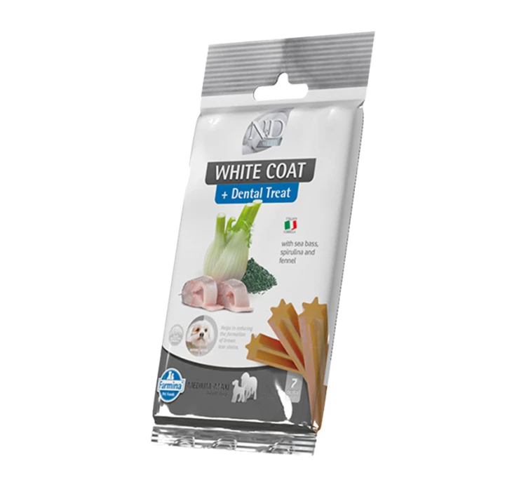 N&D Treats White Grain Free Adult Med/Maxi Sea Bass & Spirulina 110gr 3 N&D Treats White Grain Free Adult Med/Maxi Sea Bass & Spirulina 110gr