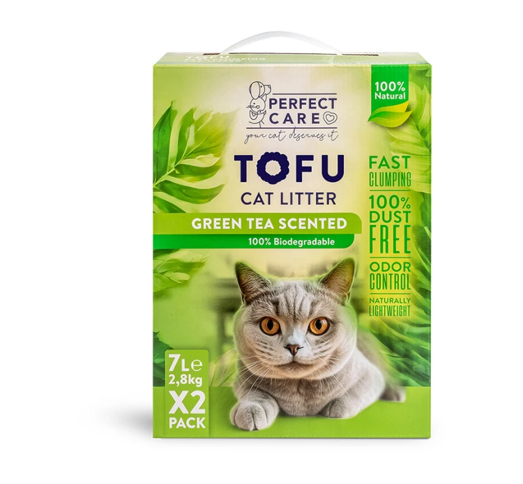 Perfect Care Cat Litter Tofu Green Tea 2x7L 3 Perfect Care Cat Litter Tofu Green Tea 2x7L