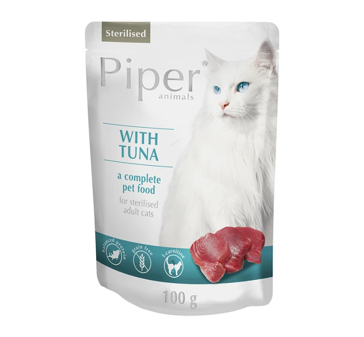 Piper Cat Adult Sterilized Τόνος Pouch 100gr 3 Piper Cat Adult Sterilized Τόνος Pouch 100gr