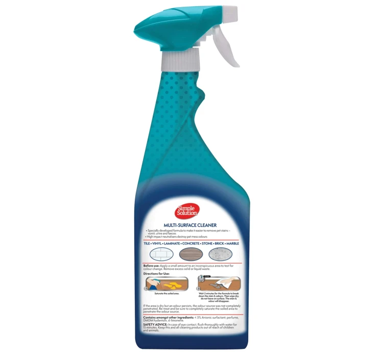 Simple Solution Multisurface Cleaner Καθαριστικό Σπρέι για Σκύλους & Γάτες 750ml 4 Simple Solution Multisurface Cleaner Καθαριστικό Σπρέι για Σκύλους & Γάτες 750ml - Image 2