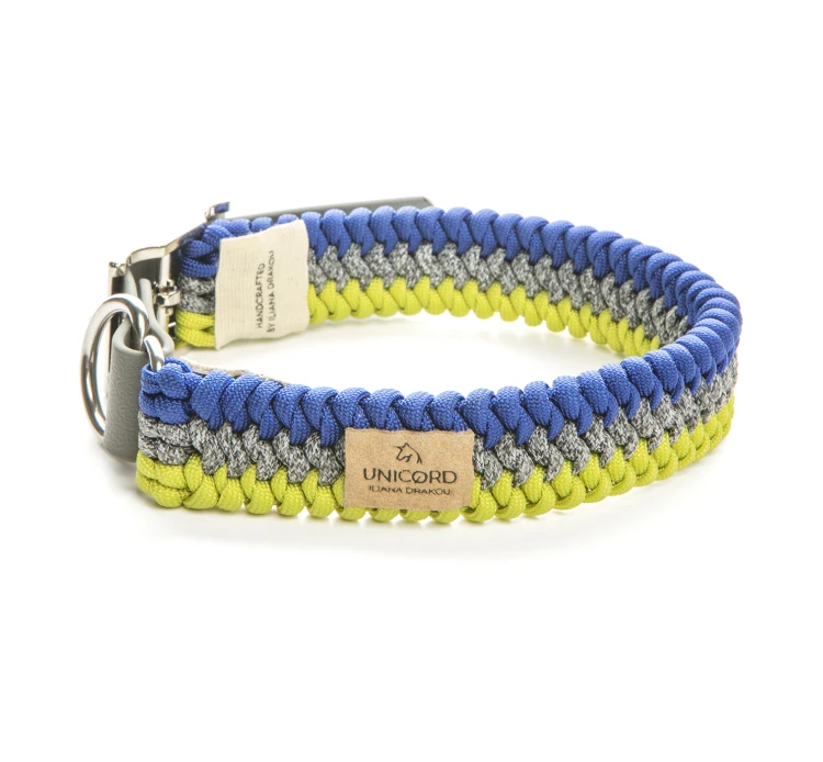 Unicord Χειροποίητο Κολάρο - Περιλαίμιο Γάτας Rainbow Μπλε-Steel-Lime 23cm 3 Unicord Χειροποίητο Κολάρο - Περιλαίμιο Γάτας Rainbow Μπλε-Steel-Lime 23cm
