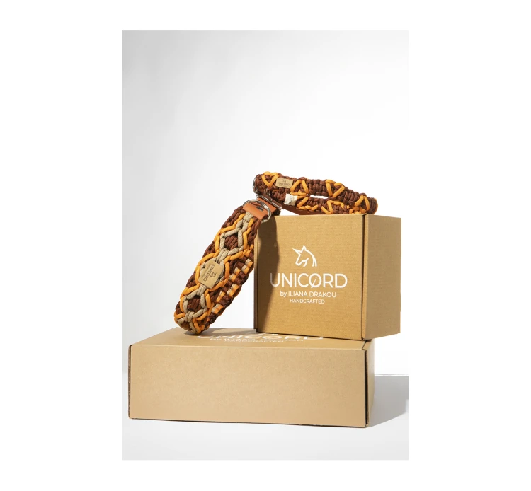 Unicord Χειροποίητο Κολάρο - Περιλαίμιο Σκύλου Diamond Καφέ-Μανταρινί-Desert 4 Unicord Χειροποίητο Κολάρο - Περιλαίμιο Σκύλου Diamond Καφέ-Μανταρινί-Desert - Image 2